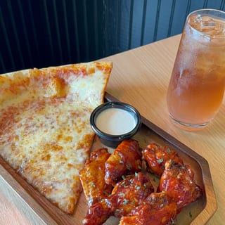 1 CHEESE SLICE, 6 WINGS, & SM. DRINK